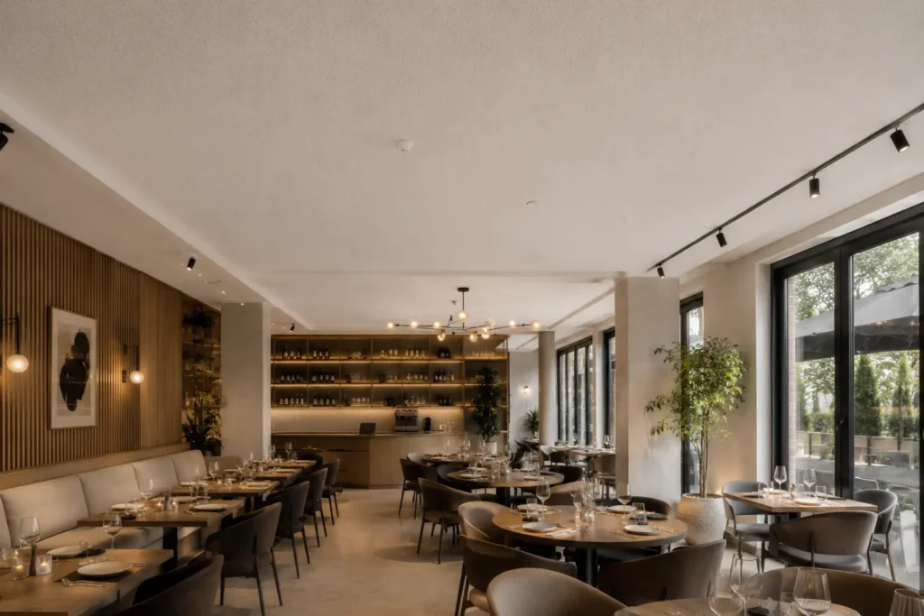 Akoestisch spuitwerk Restaurant